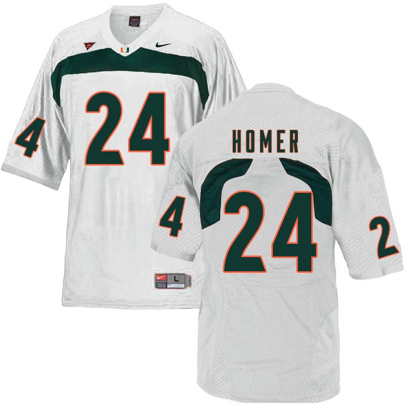 Nike Miami Hurricanes #24 Travis Homer College Football Jerseys Sale-White - Click Image to Close